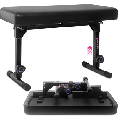  Liquid Stands Foldable Dual Adjustable Piano Bench Stool - Piano Keyboard Bench Seat For Piano Keyboard Stand With Black Padded Cushion For Musicians Piano Stool Chair
