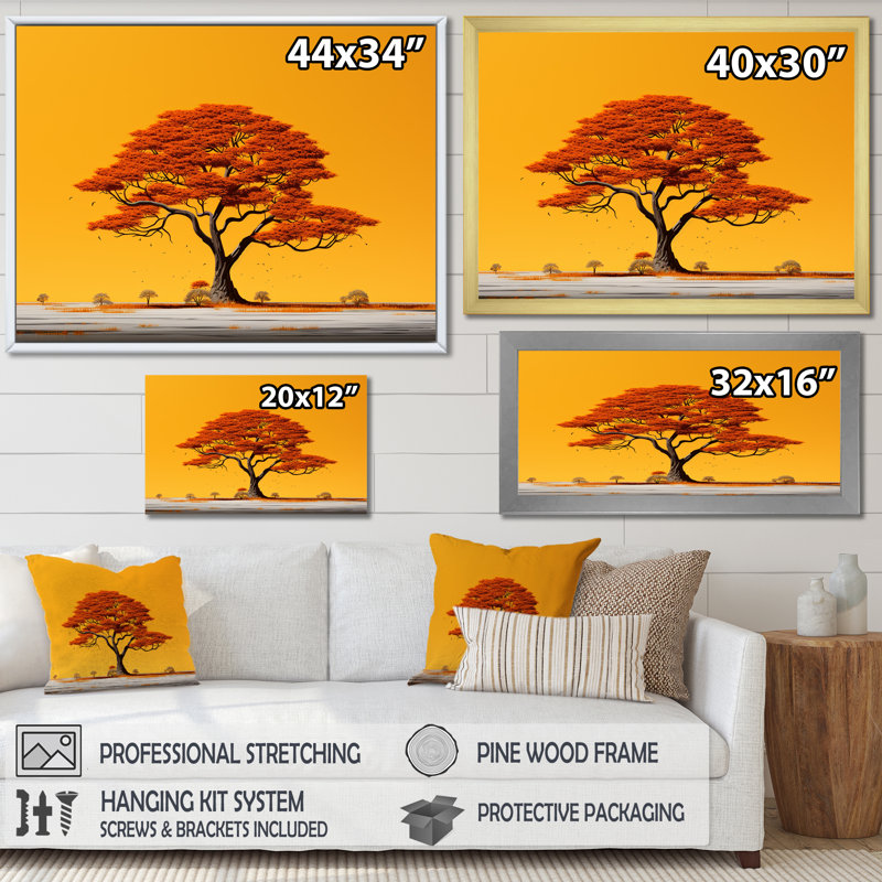 «African Tree Ambiance Savana I» sur toile, Cadre photo noir, H 12 po x l 20 po x P 1 po