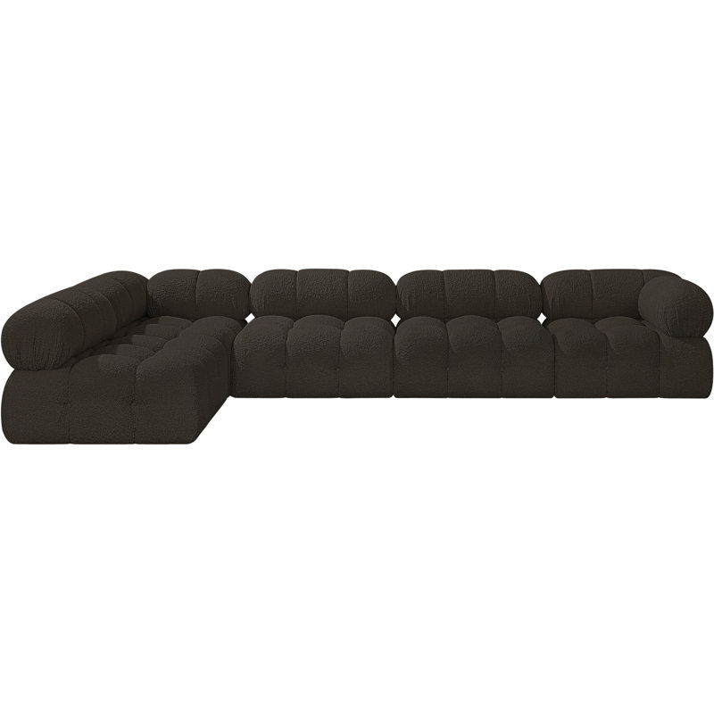 Ames Upholstered Sofa, Brown Boucle Fabric, 3 Armless, 2 Corner