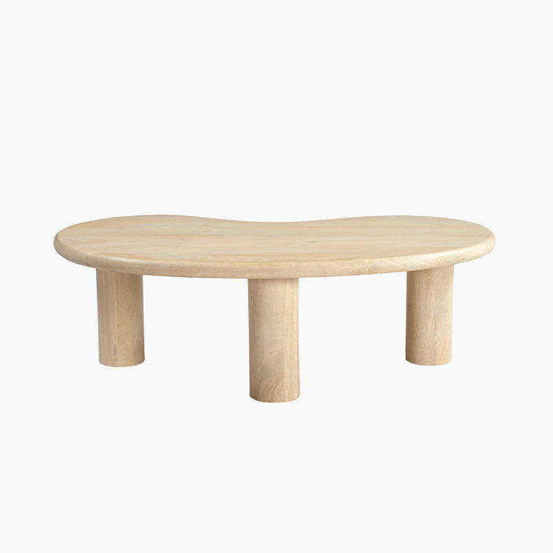 Elldar Circular Pebble Three Pillar White Oak Wooden Coffee Table - Contemporary Scandi Design 