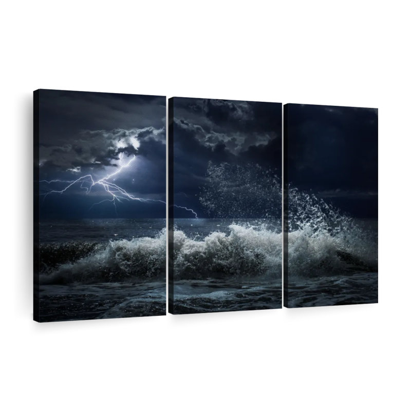 " Seascape Lightning Storm " on, 32" H x 50" W