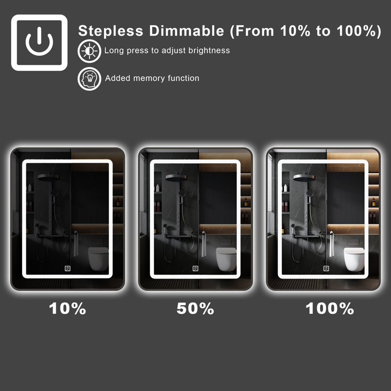 LED Lighted Bathroom Medicine Cabinet with Mirror, Recessed or Surface Mount, 3-Color Dimmable Light, 3 Adjustable Shelves, Soft-Close