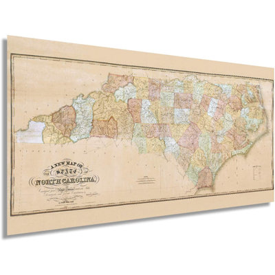 Vintage 1833 North Carolina State Map - Unframed Print