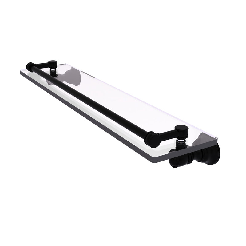 Freyja Glass Bracket Shelf, 3.3" H x 22" W x 5.54" D, Matte Black