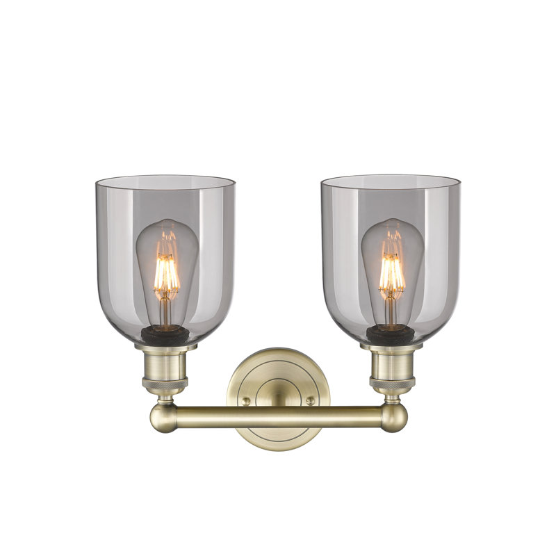 Edison Allysson 2 Light 15" Bath Vanity Light, Antique Brass, Light Smoke