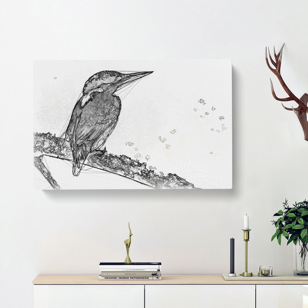 Kingfisher Bird On A Branch - Wrapped Canvas