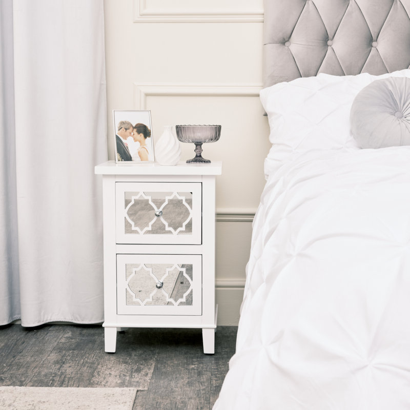 Aerie 40.5cm W Manufactured Wood Bedside Table, White