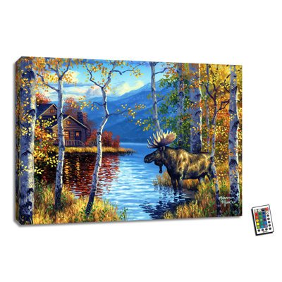 Northwoods Retreat 18x24 Fully Illuminated Color Change LED Print