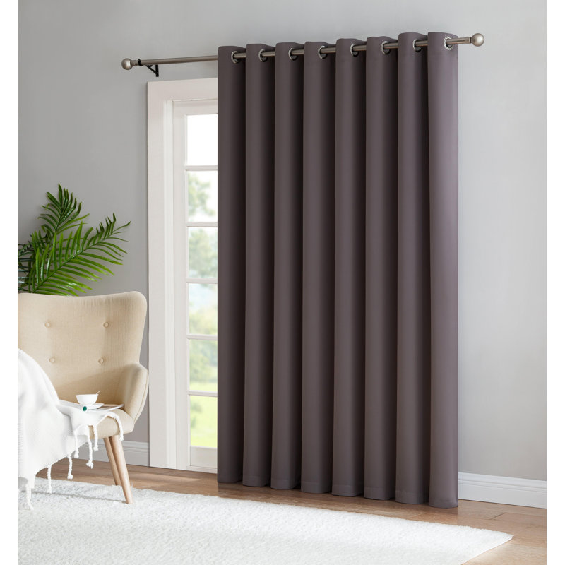 NICOLE PATIOS Extra Wide Solid Room Darkening Curtain Panel, Charcoal, 54" W x 108" L