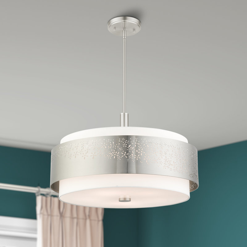 Aliou 5 - Light Dimmable Drum Chandelier, Brushed Nickel