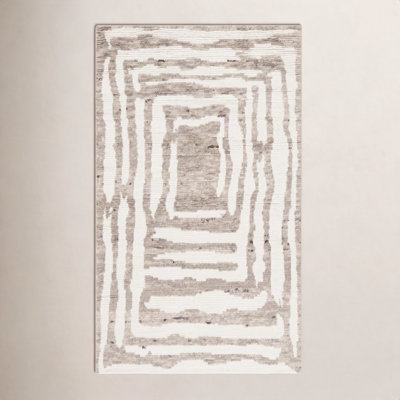 Sandia Ivory Light Brown Hand-Woven Abstract Rug