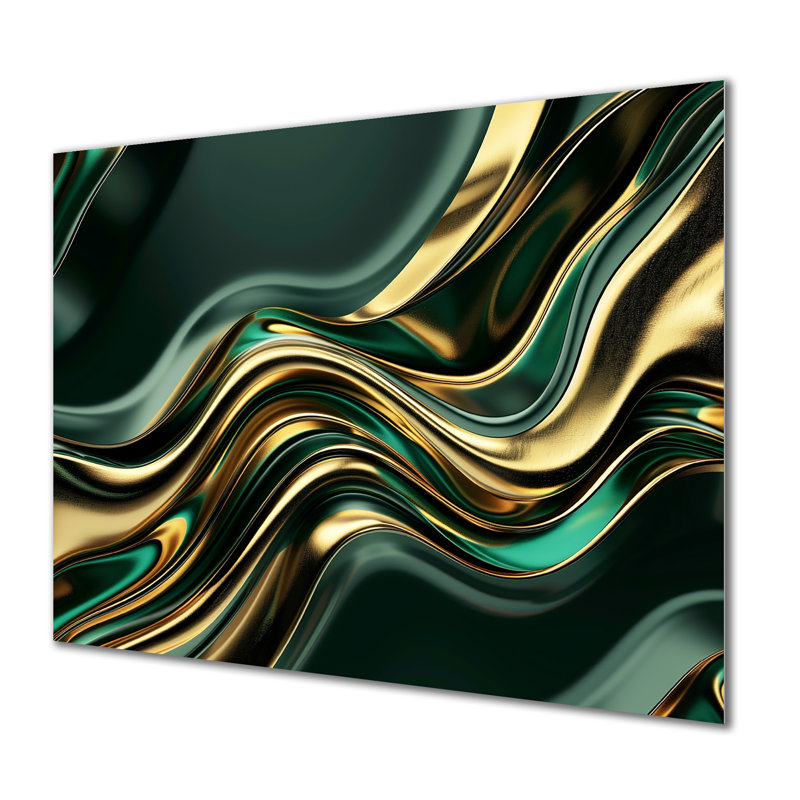 «Sweet Emerald Gold Flows», impression sur toile encadrée, H 24 po x l 32 po, Métal métal