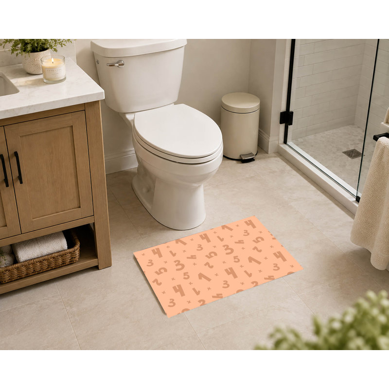 Tapis de toilette rectangulaire absorbant et antidérapant à numérotation assortie, 34" W x 21" L, Peach, Orange, Ivory