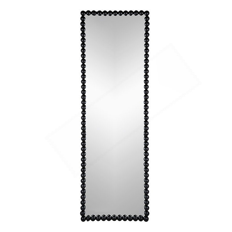 23" x 72" Full Length Mirror with Metal Beaded Frame, Rectangular Oversized Mirror for Living Room Bedroom, Black