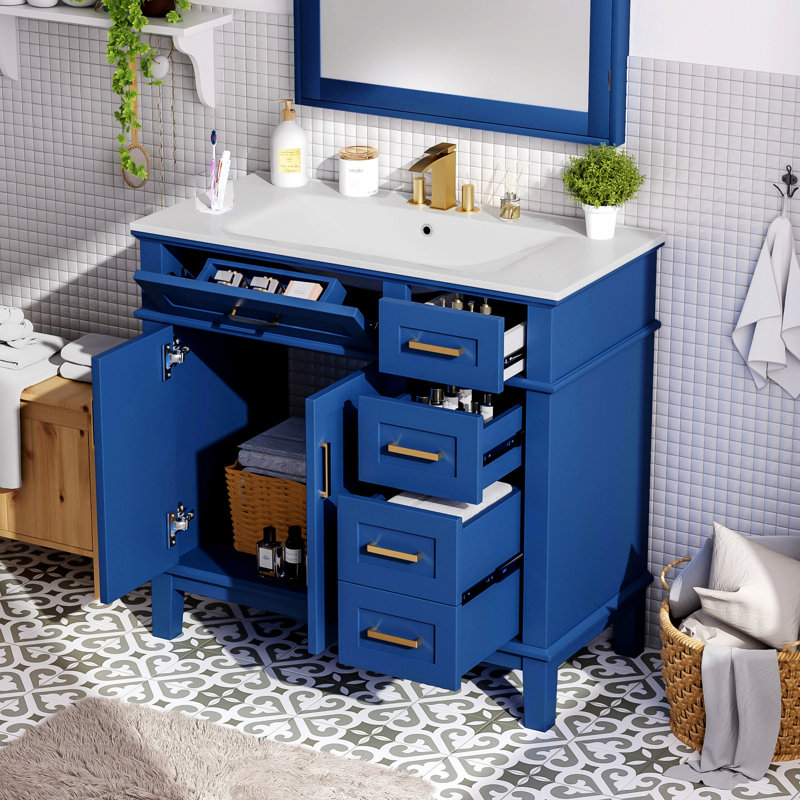 Bathroom Vanity With Soft Close Doors, 4 Storage Drawers