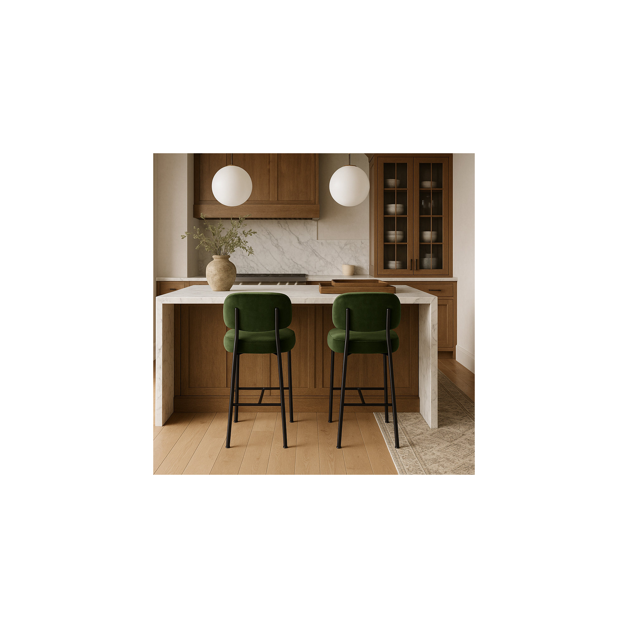 Zarelle Upholstered Counter Stool, Green Performance Fabric