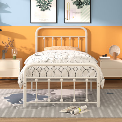 Kempst Twin Size Bed Frame with Headboard and Footboard, Classic Metal Platform Bed Frame, Mattress Foundation with Heavy Duty Metal Slats Support, No Box Spring Needed, Noise-Free