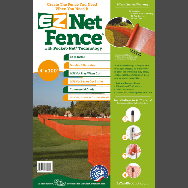 EZ PRODUCTS 4 ft. x 50 ft. Green Barrier Fence with Pocket Net