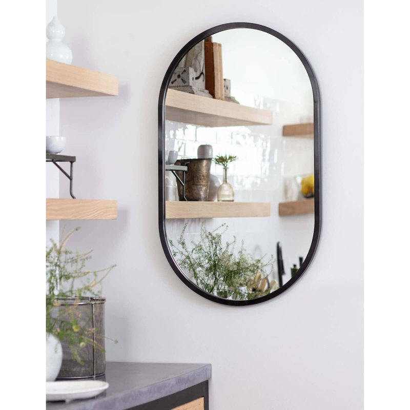 Canal Stainless Steel Wall Mirror, Blackened Steel