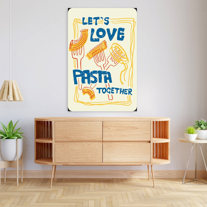 «Love Pasta Together», art mural rétro, H 48 po x l 32 po