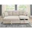 Canapé modulaire 76,5 po en mélange de lin avec lit escamotable et rangement pour chaise longue-728904656