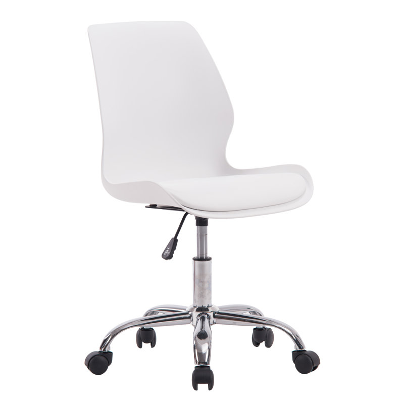 Chaise de travail pivotante rembourrée Cleome, Blanc