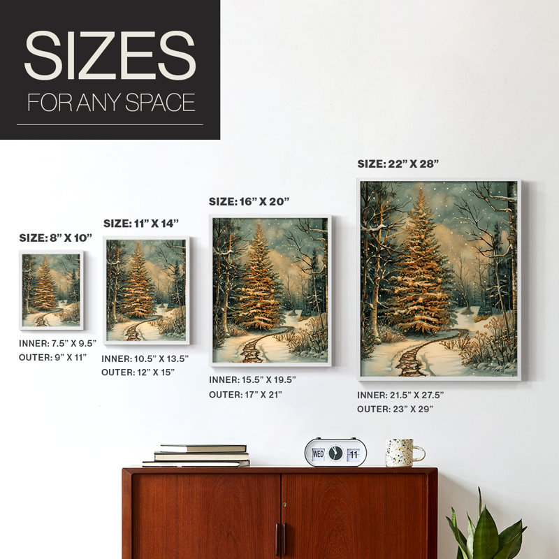 «Christmas Holiday Art DCxxxvii», reproduction d'art encadrée - bois massif, H 21 po x l 17 po, Blanc