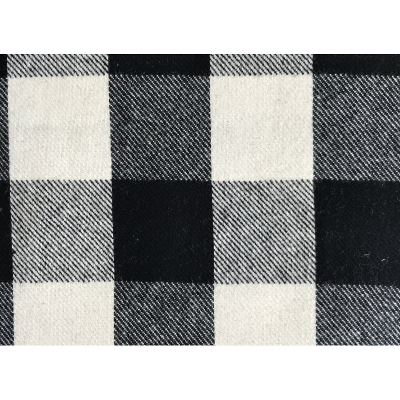 Repose-pieds de cocktail carré à motif écossais 30" Poughkeepsie, Tissu écossais noir et blanc