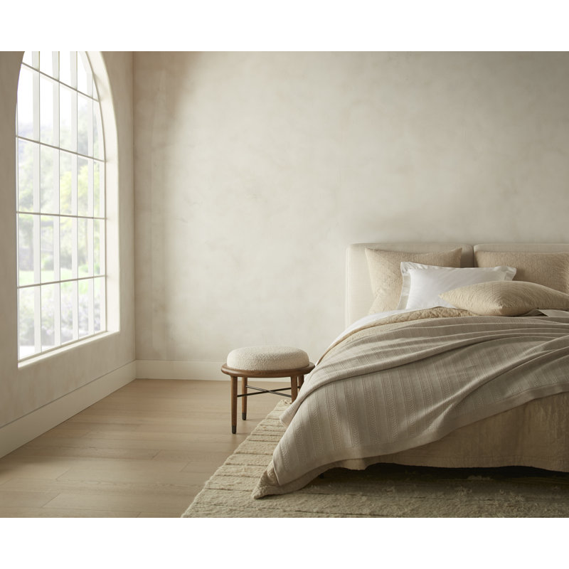 Beige Cotton Linen Herringbone Throw Blanket