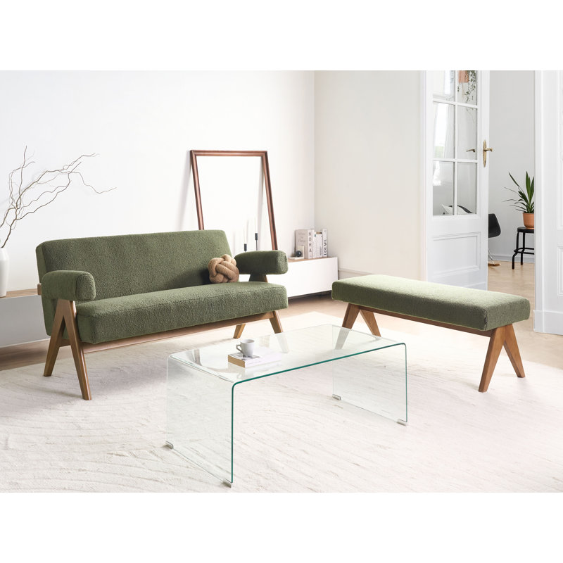 Living Room Set Drumheller Boucle, Dark Brown Wood, Green