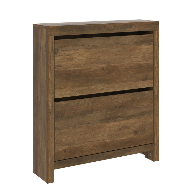 Cubbot Ellani 2 Flip Door Down Shoe Storage, Knotty Oak