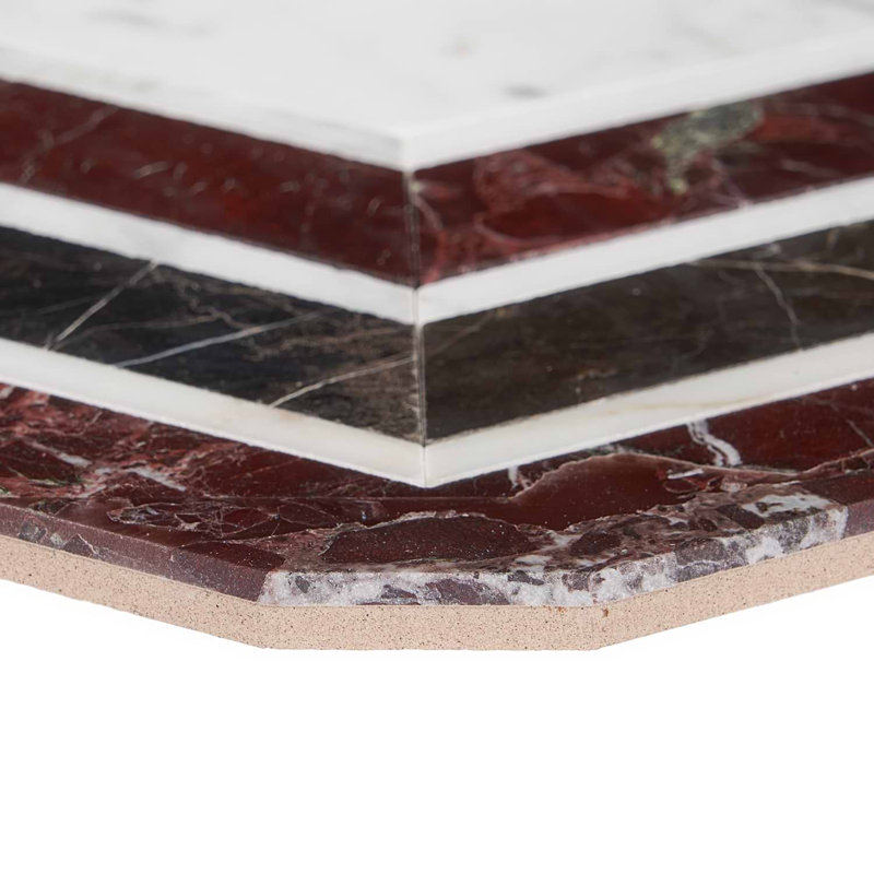 Mezzo 11x18 Polished Calacatta Marble Mosaic Tile, Bordeaux Polished