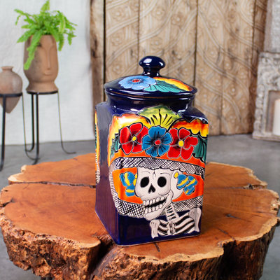 Ceramic Treat Jar With Pop Up Lid