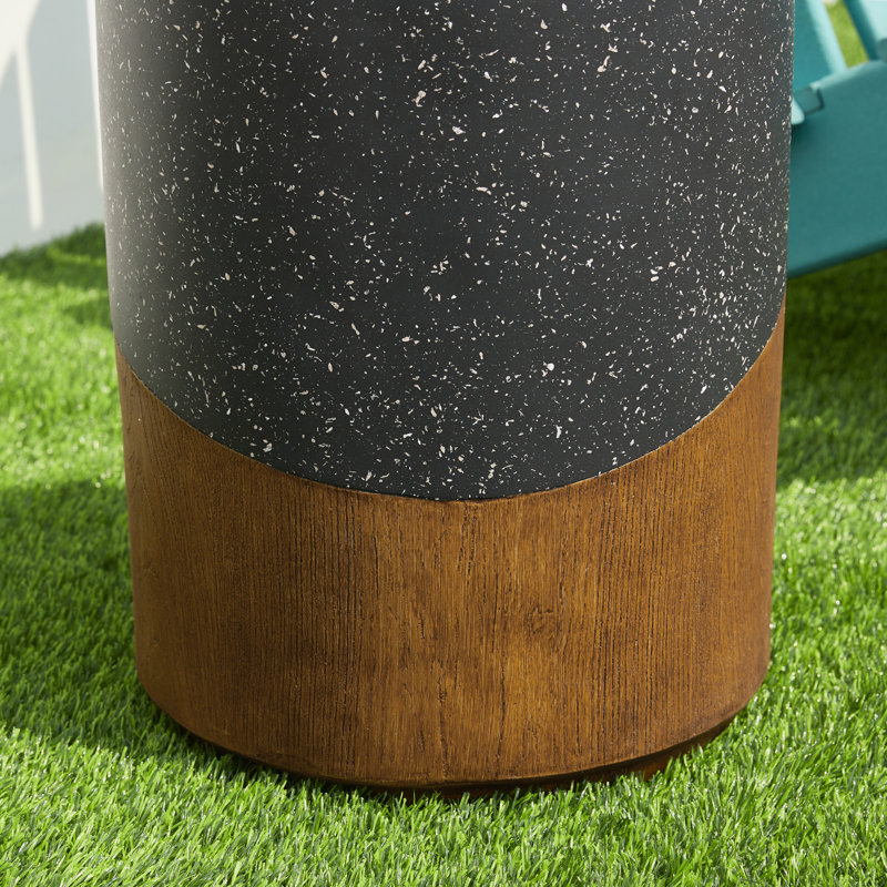 17.75"H Multi-Functional MGO Faux Terrazzo And Wood Texture Garden Stool