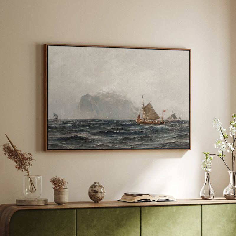 Impression nautique rétro - CCXVI - reproduction sur toile flottante, Noyer, H 25 po x l 37 po