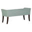 Banc d'appoint capitonné bleu sarcelle avec accoudoirs évasés, passepoil et siège en mousse haute densité offrant un soutien dorsal optimal. Tissu, idéal pour décorer un couloir. Construction robuste des accoudoirs. Un indispensable pour la chambre.