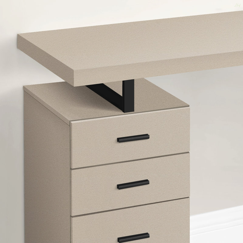 Bureau d'ordinateur, bureau personnel, ordinateur portable, installation à gauche, à droite, tiroirs de rangement, L 48 po, bureau, stratifié blanc, métal noir, contemporain, moderne