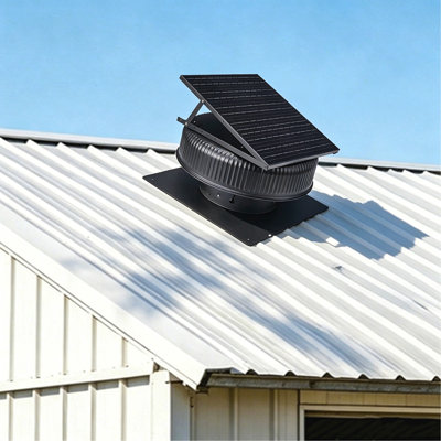 12" Adjustable Solar Roof Vent Fan, 42W Dual Power Attic Exhaust Fan with Remote 3 Speed Control, Auto Start Over 25°C for Attic, Garage, Warehouse,1200 CFM,MPPT Controller