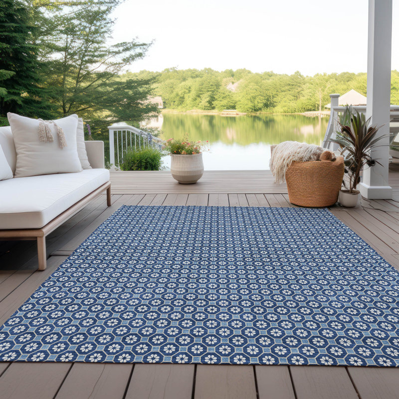 Tapis intérieur / extérieur bleu Ballara, 10 pi x 14 pi