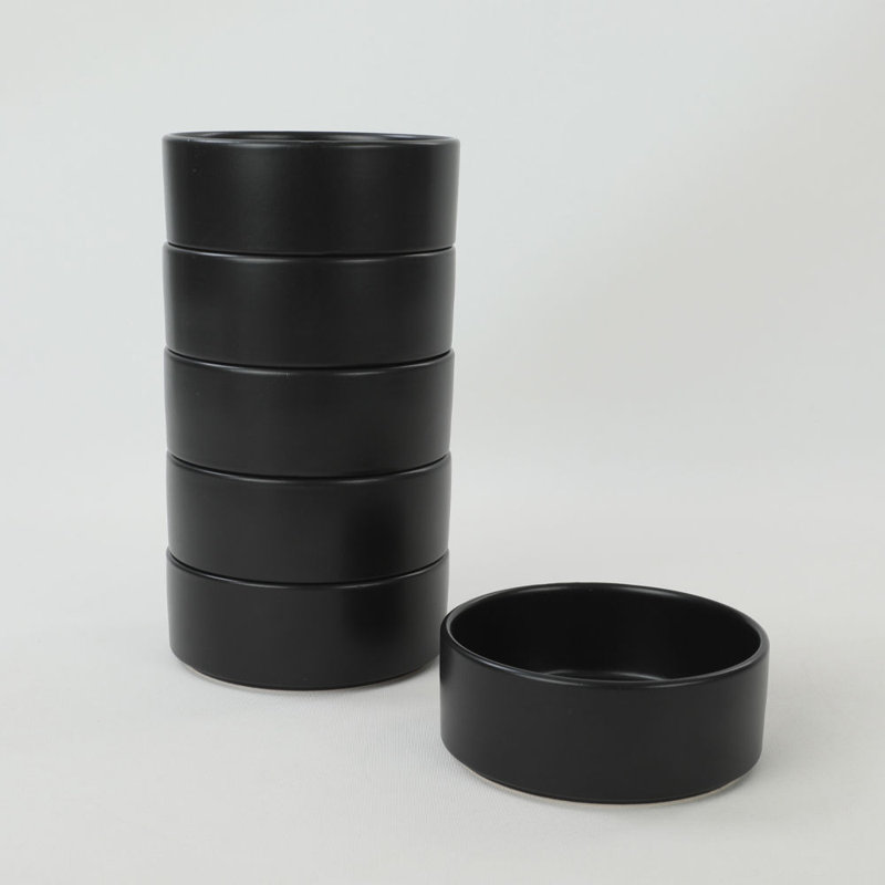 Premium Ceramic Bowl Set (6 Pieces), Black, 5.5 inches | 100% Ceramic Stoneware, Antibacterial & Eco-Friendly | Microwave & Dishwasher Safe up to 122°F | Non-Absorbent & Easy to Clean for Everyday Use