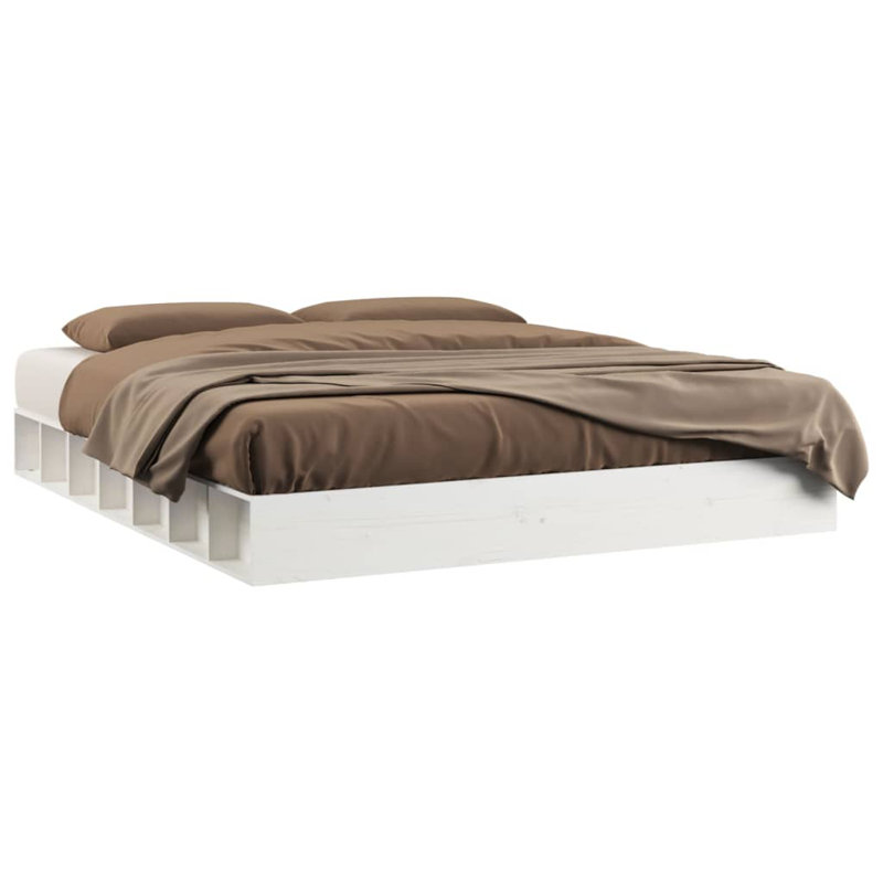 Bed Frame Solid Wood, White, European Double (140 x 200cm)