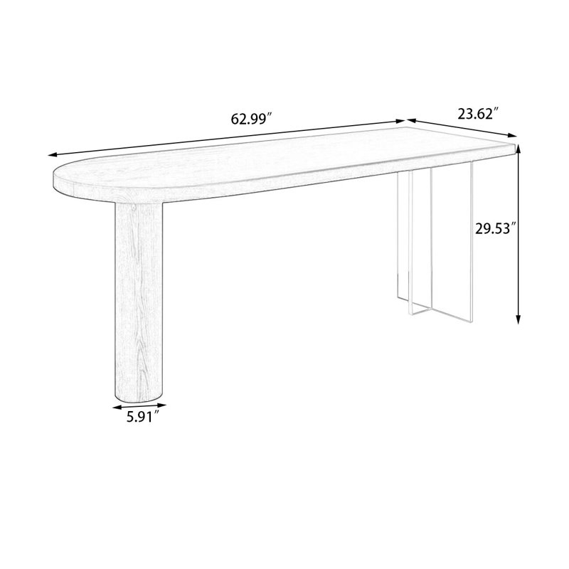 Bureaux rectangulaires bruns en bois massif, H 29,53 po x l 62,99 po x P 23,62 po