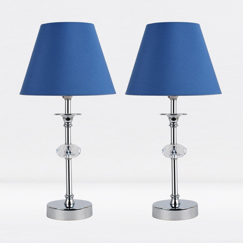 Larrison Metal Table Lamp, Polished Chrome, Blue