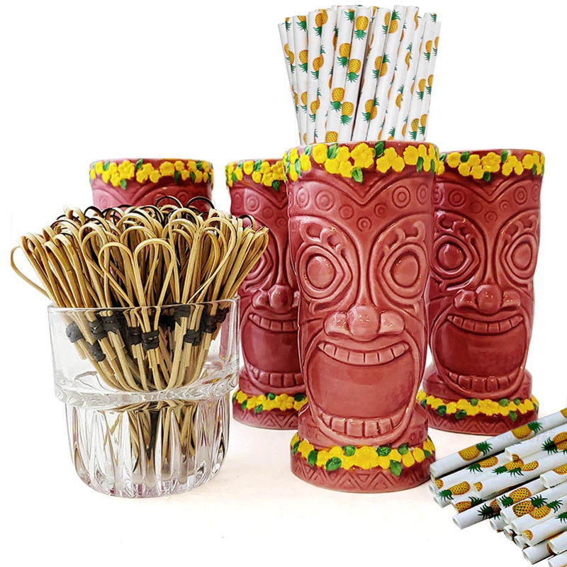 Ensemble de verres Tiki - déesse rose