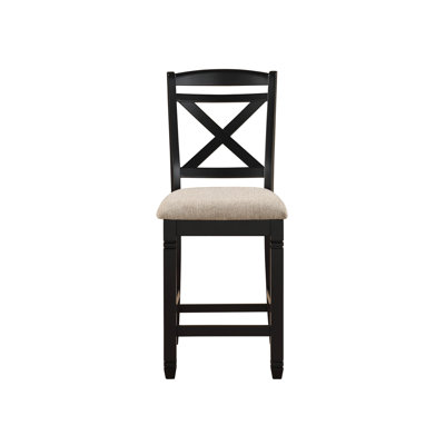 Ensemble de chaises de salle à manger à hauteur de comptoir de style transitionnel 2 pièces en bois avec finition en bois beige