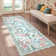 Farmhouse Floral Rug Washable Rug Non Slip Modern Scalloped Carpet, Soft Non Shedding Indoor Carpet, Low Pile Thin Foldable Printed Mat