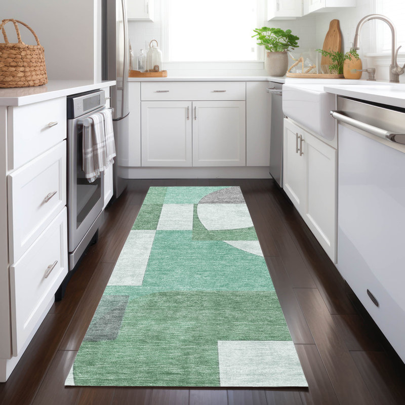 Tapis intérieur / extérieur vert Daeel, 2'3" x 7'6"