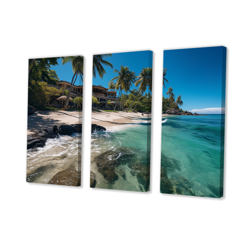 Dominicain Playa Paradise sur toile, ensemble de 3 pièces, H 40 po x l 60 po x P 1 po
