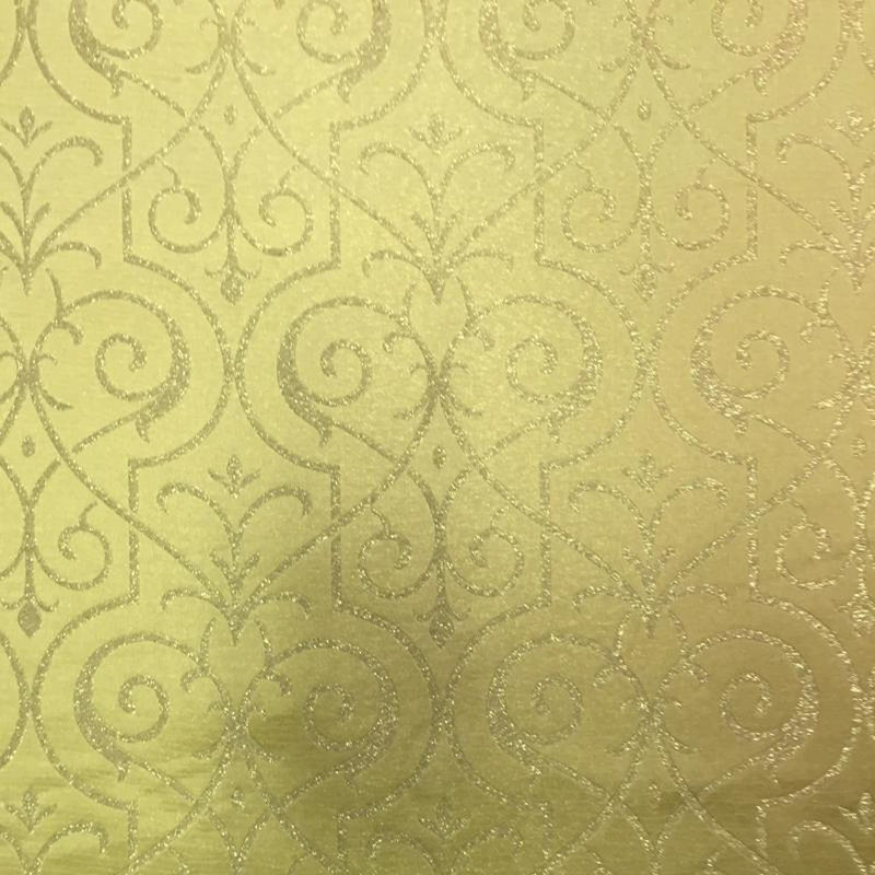 Royce Fabric | Damask Metallic Fabric | Drapery & Curtain Fabric, Gold/Gold