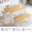 Ensemble de table de salle à manger 3 pièces avec 2 bancs, table de campagne compacte de 47 po pour 4 personnes-132459527